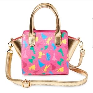 Walt Disney Parks Princess Crossbody Handles Bag Purse Small Pink & Gold
